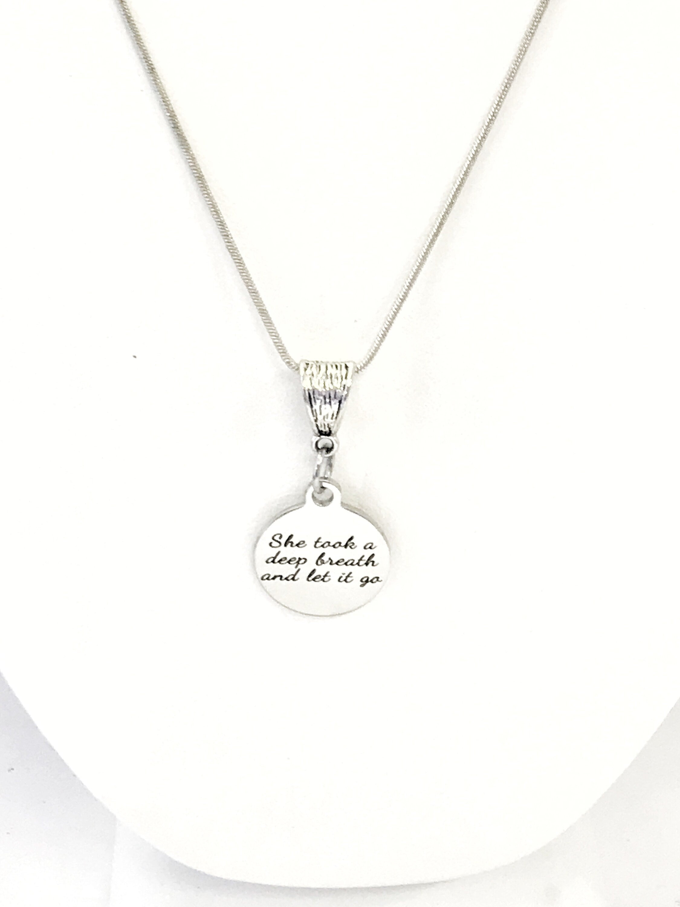 She Took A Deep Breath And Let It Go Necklace, Encouraging Jewelry, Encouraging Gifts, Encouraging Quotes, Divorce Gifts, Girlfriend Gifts