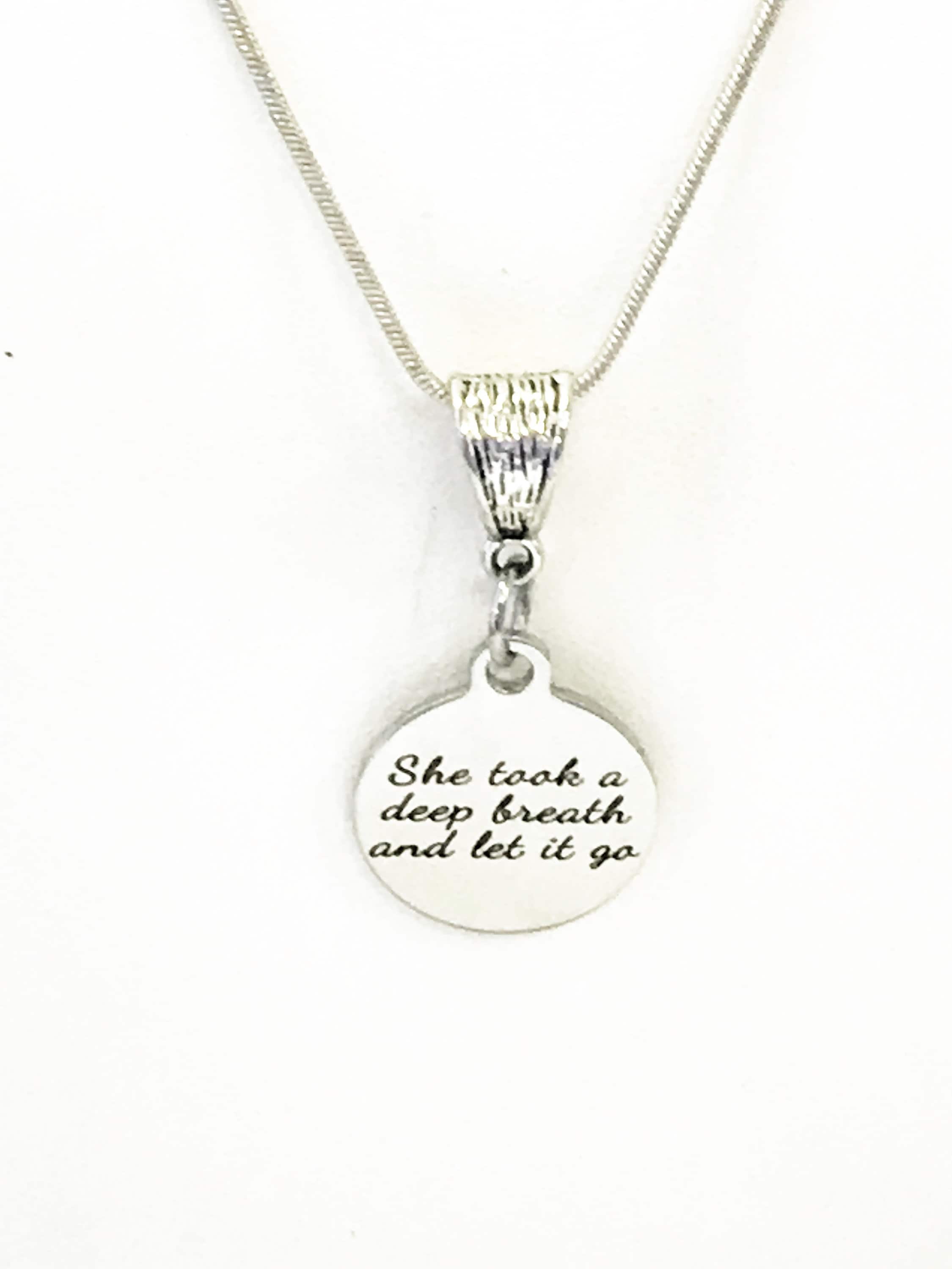 She Took A Deep Breath And Let It Go Necklace, Encouraging Jewelry, Encouraging Gifts, Encouraging Quotes, Divorce Gifts, Girlfriend Gifts