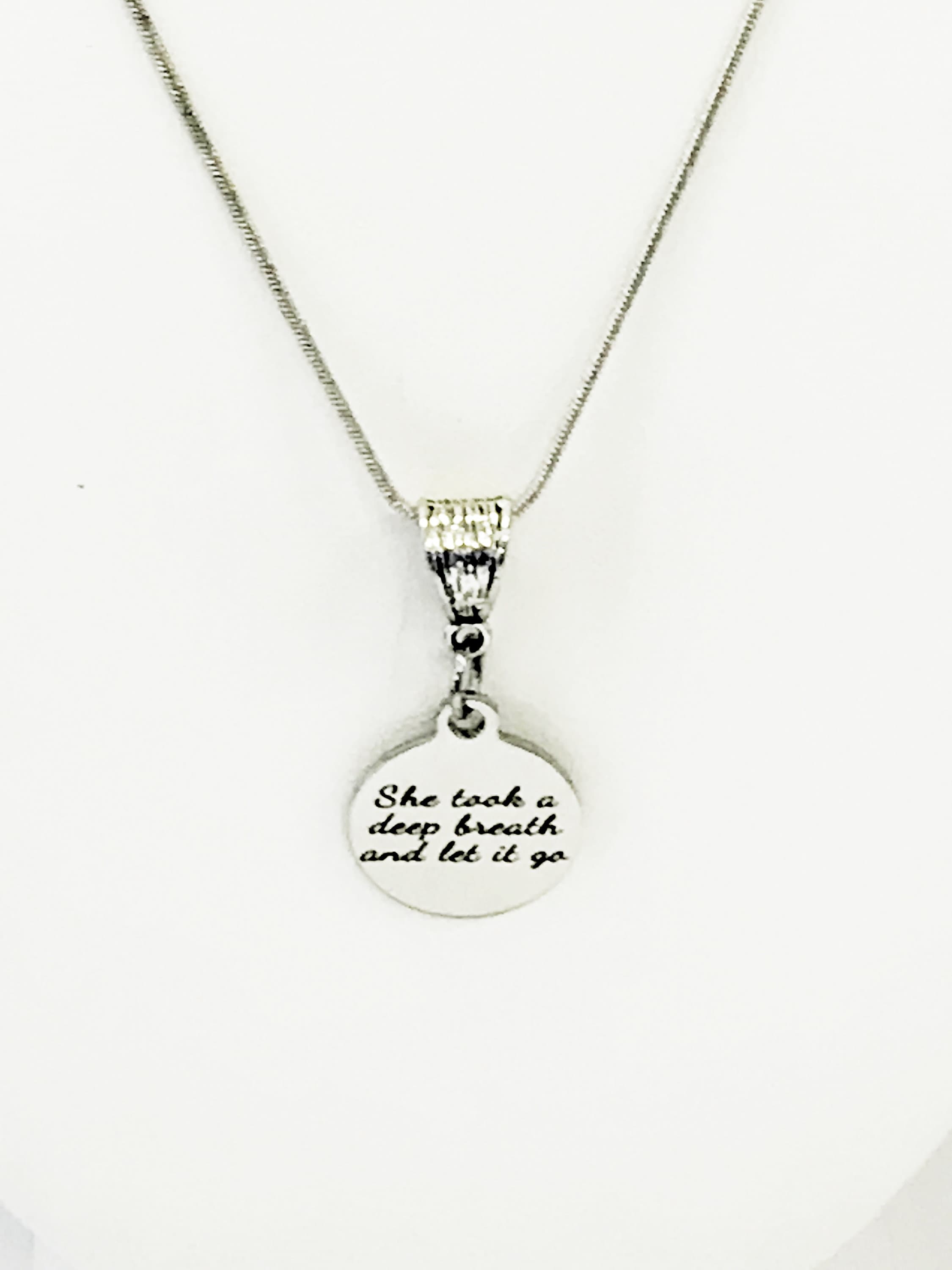 She Took A Deep Breath And Let It Go Necklace, Encouraging Jewelry, Encouraging Gifts, Encouraging Quotes, Divorce Gifts, Girlfriend Gifts