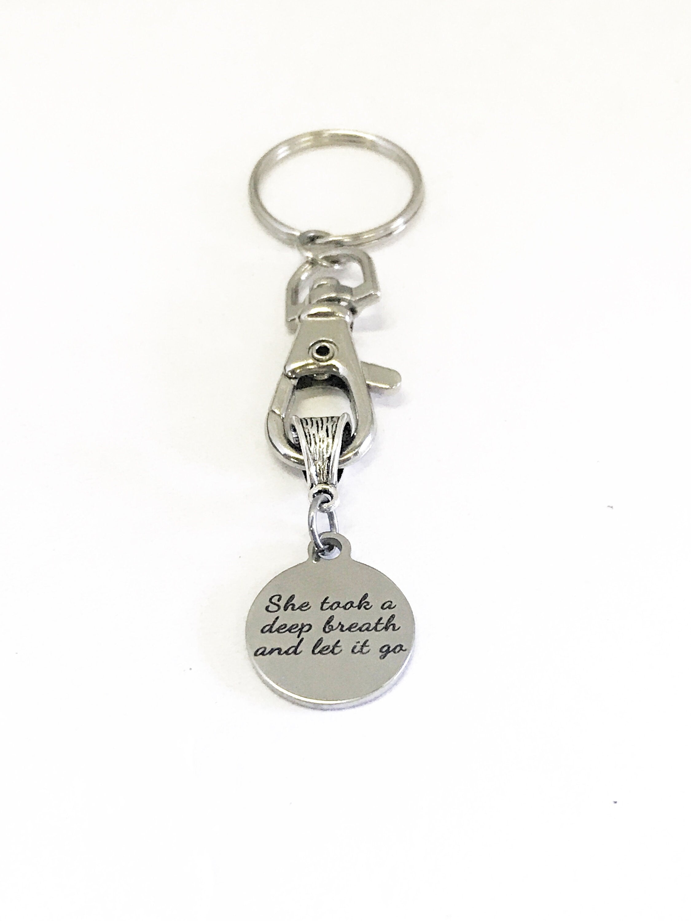 Encouraging Gift, She Took A Deep Breath And Let It Go, Encouraging Keychain, Encouraging Quotes, Divorce Gift, New Beginning Gift For Her