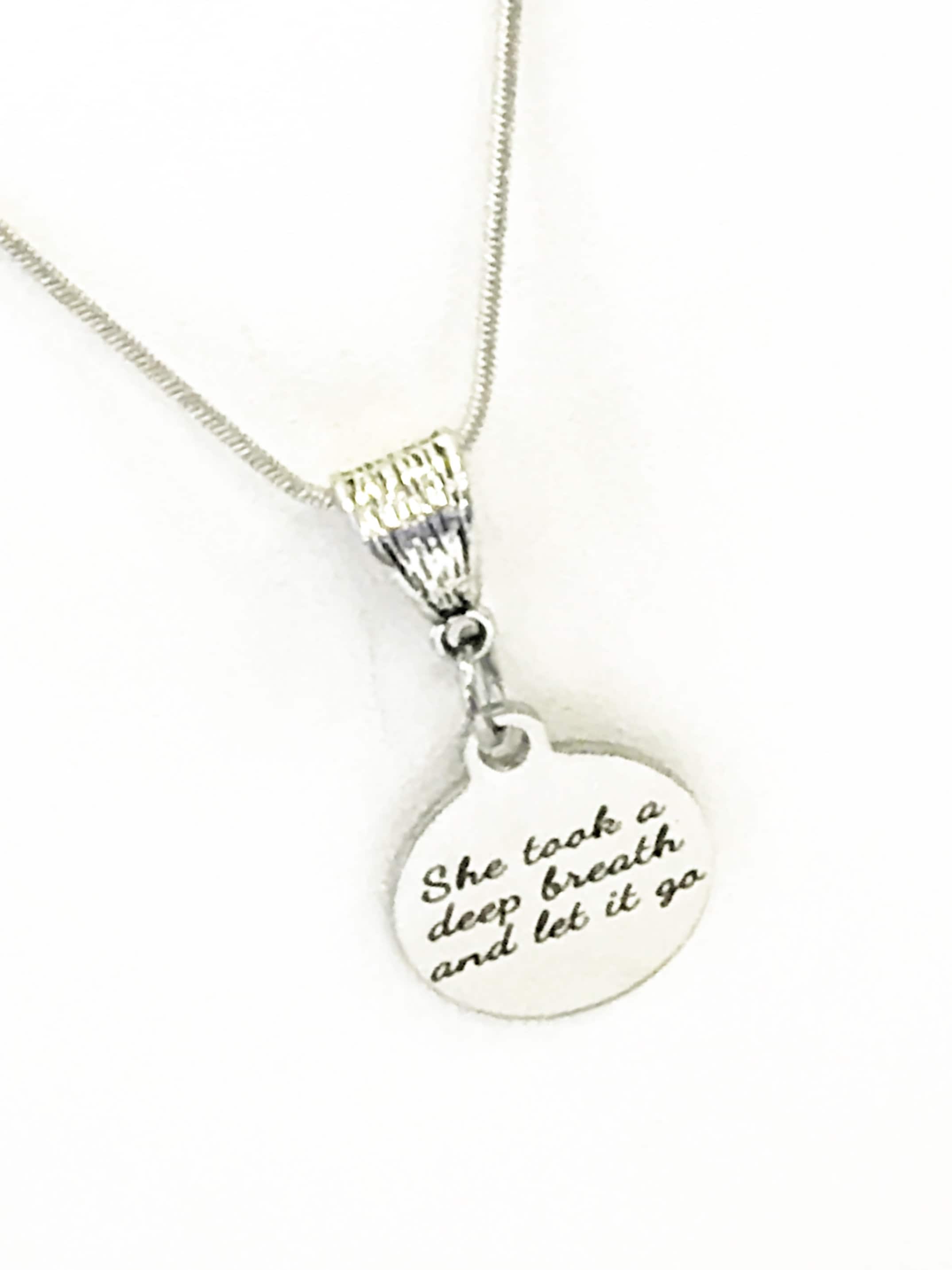 She Took A Deep Breath And Let It Go Necklace, Encouraging Jewelry, Encouraging Gifts, Encouraging Quotes, Divorce Gifts, Girlfriend Gifts